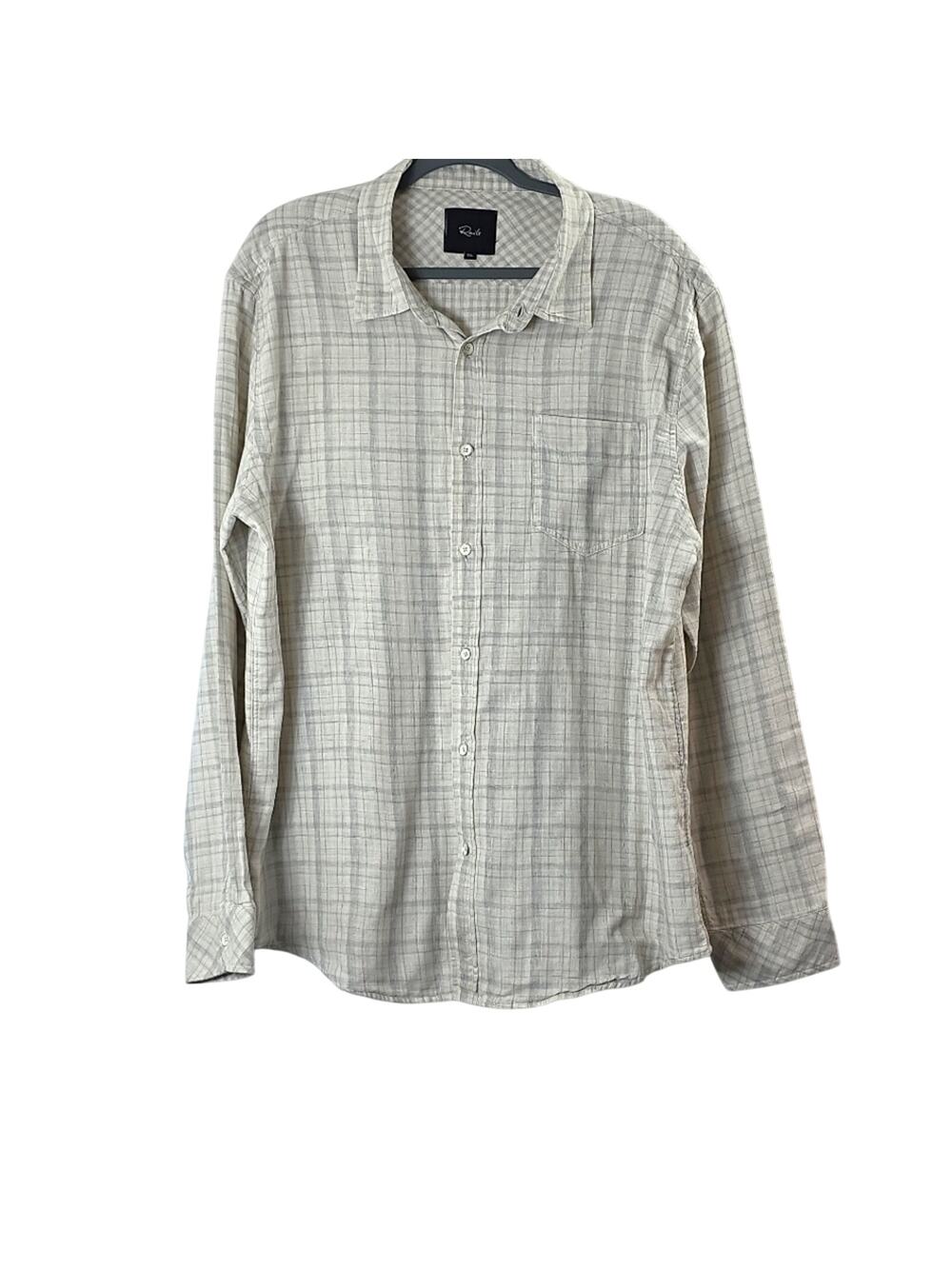 Rails Mens Sz XXL Owens Beige Gray 100% Cotton Beach Preppy Long Sleeve Shirt